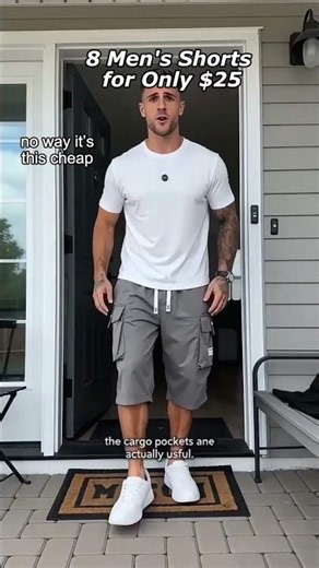 8 Pack Men’s Stretch Multi-Pocket Drawstring Cargo Knee Length Shorts