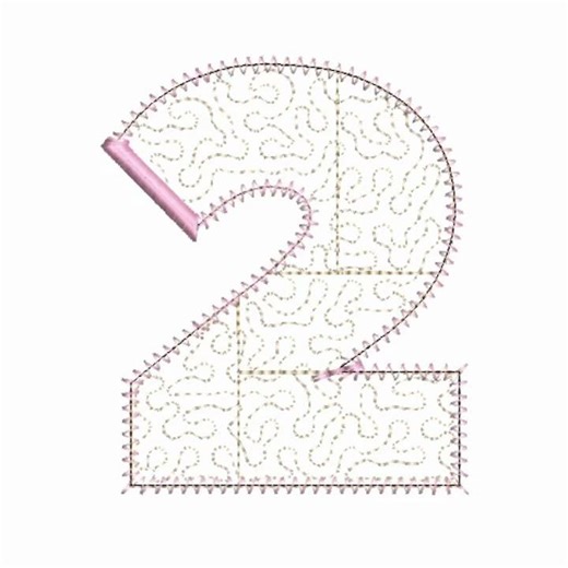 Quilted Number 2 Applique Embroidery Design | Patchwork Birthday Shirt Idea