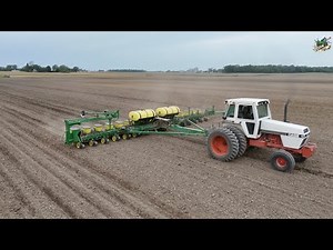 Planting Corn with a Case 2290 Tractor & 16 Row John Deere Planter