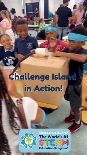 Challenge Island on Instagram: "💡 Challenge Island in action! Watch our explorers tackle hands-on challenges, collaborate with friends, and unleash their creativity — all onsite, all fun, all learning. 🌈🤝 This is where imagination meets teamwork! #ChallengeIsland #STEAMFun #KidsInSTEAM #HandsOnLearning #Teamwork #STEMAdventure"