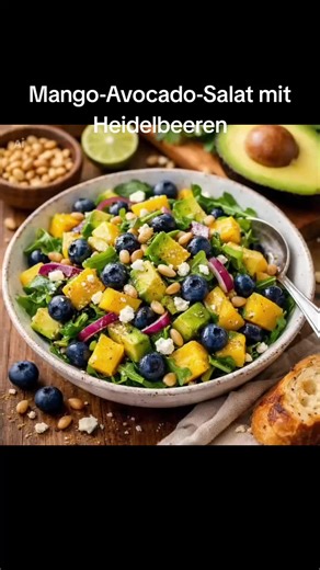 Mango-Avocado-Salat mit Heidelbeeren Zubereitung