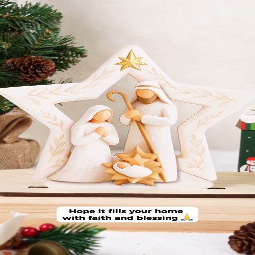 For the one who finds light in life's darkest moments, this handcrafted treasure tells the greatest story ever told. A gentle reminder of divine love displayed on layered wood, guiding hearts back to what truly matters. Let this star illuminate your faith journey. | FaithCorner