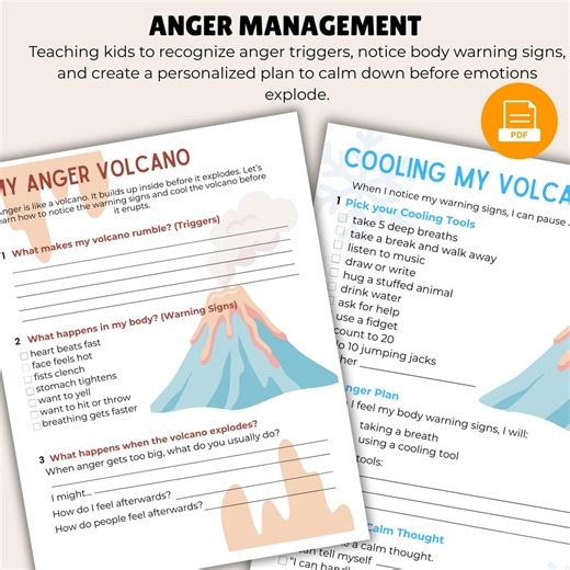 Anger Management Worksheet | Kids CBT Coping Skills, Emotional Regulation (PDF) - Etsy