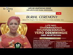 The Burial ceremony of Late Mrs OWOMWANWA VERO ODEMWINGIE (AGED 68 YEARS). DAY 1 CLIP