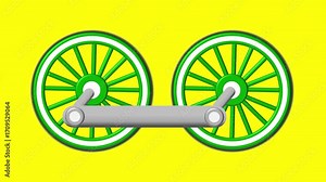 Animation of a train green wheel turning | loop mp4 | greenscreen