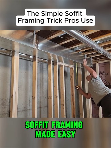 Soffit Framing Made EASY || E7 Finishing a Basement #framing #frame #diyproject #learnontiktok #learning #protip #Measure #HowTo #hacks #diy #fyp