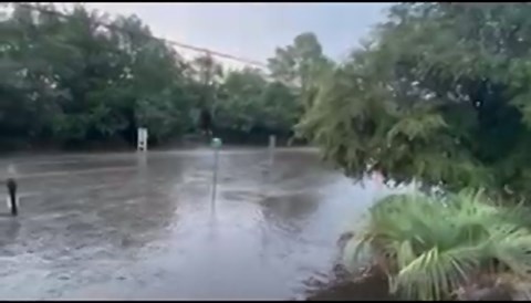 See flooding in Southport as tropical conditions bring heavy rain Monday