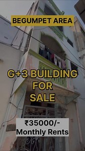 5.7K views · 178 reactions | CONTACT : 8106753021 RENTS - ₹35000/- Monthly Total G+3 Building for sale Total land area- 60 Square yards East facing Building Total - 2Bhk Portions - 3 Single Rooms -2 Bore water + Manjeera water Connection AREA- KUNDANBAGH Backside of Hussaini Masjid HUSSAIN NAGAR BEGUMPET #house #houseforsale #salé #property #hyderabad #propertyforsale #begumpet #ameerpet #building | Hyderabad Listings | Facebook
