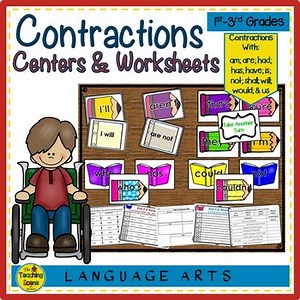 Contractions Center Games With Worksheets for Common Contractions