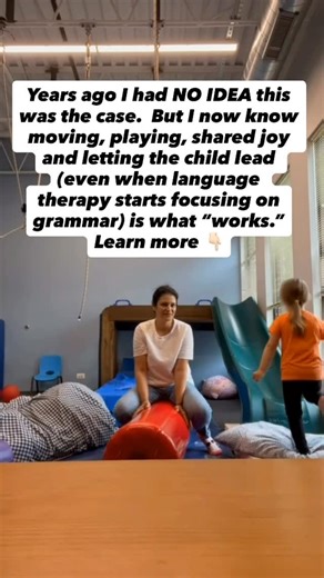 Alexandria Zachos | Echolalia and Child Led Therapy on Instagram: "We use child-led therapy for ALL stages of gestalt language development! Even the later stages. Many think that once a child is self-generating language we move to more “traditional” table top therapy. Nope! We still focus on connection, movement, shared joy and most importantly, THEIR interests and take THEIR led! We dive deeper into supporting the later stages of gestalt language development in our course. Comment “COURSE” and 