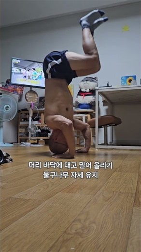 머리 대고 물구나무 푸시업, 50대 (코어·상체) #물구나무푸시업 #핸드스탠드 #물구나무 #균형운동 #50대