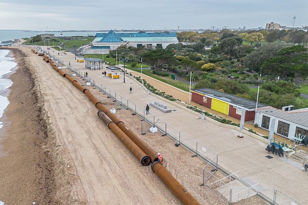 Giant pipes installed at Southsea as vital sea defence works continues - in pictures