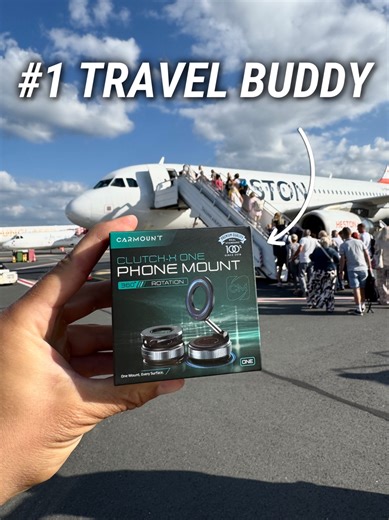 Stick it on the plane window, start a podcast, and relax.👉 https://carmount.com.au/clutch-x | CARMOUNT
