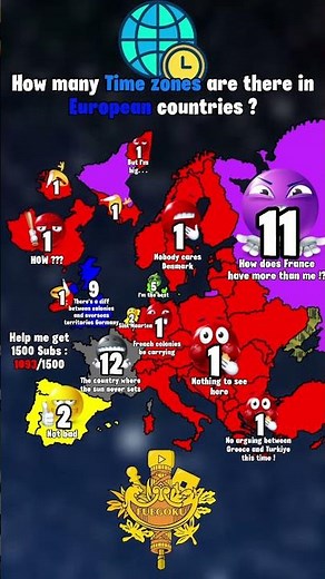 How many time zones are there in European countries ?