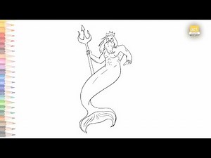 Poseidon the Greek god of the sea drawing easy | How to draw Greek God step by step | Outline art
