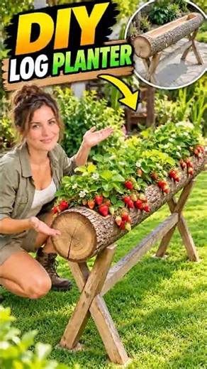 DIY Log Planter | Turn an Old Log into a Strawberry Garden! #diy #diycrafts #diyprojects