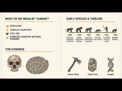 what we mean by human,early species, timeline, and the evidence we use to understand human being