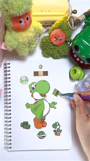 Cute Yoshi Sticker DIY 💚 요시 스티커 꾸미기 | Super Mario Paper Craft #paperdiy #supermario #요시 #스티커꾸미기