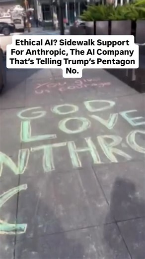This video shows the sidewalk outside of Anthropic AI’s San Francisco office today as people covered it in chalk messages to show support for the company during its growing fight with the U.S. Department of Defense over how its AI can be used. The Pentagon has been running Anthropic’s Claude system on classified networks under a deal worth up to $200 million, but officials want freedom to use it for “all lawful purposes.” Anthropic has refused to remove its guardrails, saying the AI can’t be use