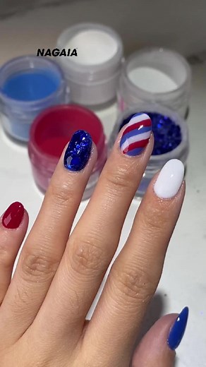 4th of July Striped Nail Dipping Design Tutorial