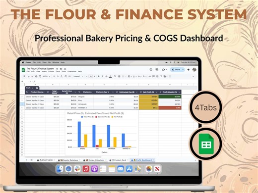 Bakery Pricing Calculator | COGS Google Sheets Template | Home Baking Profit Tracker - Etsy