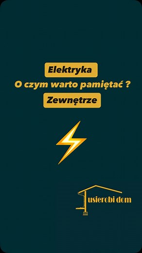 Zewnętrze ✅ Podświetlenie przy wejściu do domu (czy chcesz nad drzwiami czy po dwóch stronach) ✅ Podświetlnie nad wjazdem do garażu ✅ Podświetlnie na wjeździe do garażu ✅ Podświetlenie ścieżki do domu ✅ Podświetlnie bok i tył domu ✅ Kable do domofonu ✅ Kable do sterowania bramą ✅ Kable do alarmu ✅ Kable do kamer ✅ Kable do anteny satelitarnej ✅ Kable za domem do oświetlenia ogrodu ✅ Kontakt przy tarasie ✅ Gniazda z klapą na zewnątrz elewacji (do kosiarki, myjki, elektrycznego grilla) ✅ Gniazdo p