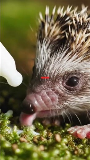 Tiny Hedgehog Drinks Milk! 🥛🦔 Precious Baby ASMR Lapping #shorts #asmr #hedgehog #cute