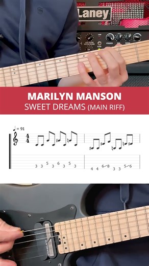 Marilyn Manson Sweet Dreams guitar tutorial - exercise with tabs!