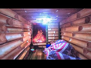 building a warm shelter with a fireplace, camping in heavy rain . Bushcraft