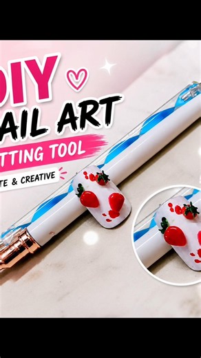 3D Strawberry Nail Art Tutorial 🍓 | Cute & Trendy Nail Design