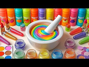 Relaxing Slime ASMR Video | DIY Making Glossy Slime Mixing Eyeshadow Makeup Cosmetic Set #70