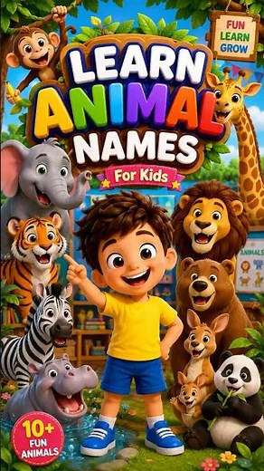 Learn Animal Names for Kids | 10 Wild Animals | Fun 3D Cartoon Learning | Preschool & Kindergarten