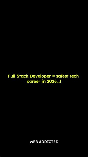 Rahul vaishnav 🧿 on Instagram: "Full stack = safest career in 2026 ✅ While trends come and go, full stack devs are still getting hired EVERYWHERE. ⚡ Frontend + Backend = job security ⚡ Works for startups + MNCs ⚡ Remote + global opportunities ⚡ Easy switch to AI / Web3 later One skill. Multiple career paths. 💬 Comment “link” for the complete full stack roadmap + free resources 📌 Follow webaddicted.in for daily coding, projects & placement tips! #webaddicted #fullstackdeveloper #webdevelopment