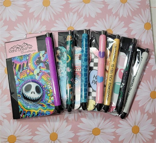 Mini Stationery Set - Glitter Resin Pen and Pocket Notebook - Small Notebook Set for Purse, Church Bag, or Car - Handmade Gift for Her - Etsy