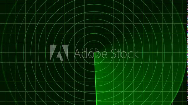 Green radar screen with scanning beam and circular grid - overlay animation for video compositing