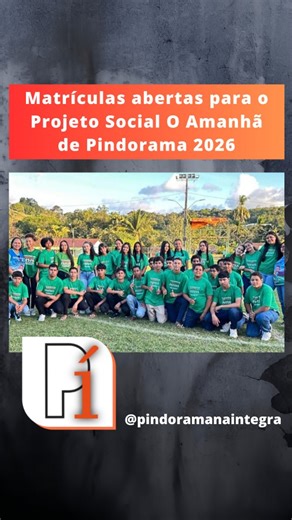 Pindorama na Íntegra • Alagoas on Instagram: "Estão abertas até o dia 20 de janeiro as matrículas para a edição 2026 do Projeto Social O Amanhã de Pindorama, iniciativa reconhecida como uma das mais relevantes ações sociais do estado de Alagoas. Desenvolvido no distrito de Pindorama, no município de Coruripe, no Litoral Sul alagoano, o projeto foi criado em 2007 pela diretoria da Cooperativa Pindorama e, há 17 anos, atua na formação cidadã de crianças e adolescentes da comunidade. Ao longo de su