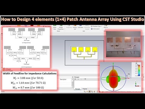 How to Design 4 elements (1×4) Patch Antenna Array Using CST Studio?|Quarter Wave Transformer Method