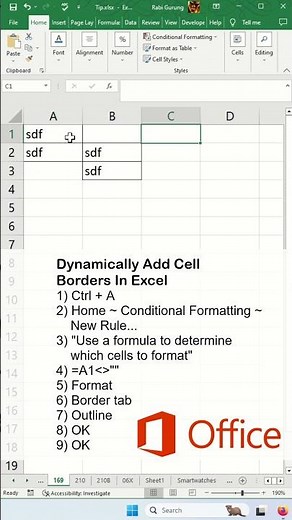How do you create dynamic cell borders in Excel? - Excel Tips and Tricks #shorts