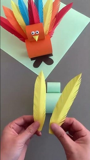 DIY Colored Paper Turkey with Feathers | Fun & Easy Thanksgiving Craft for Kids