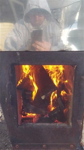 Fire crackling, steam boiling