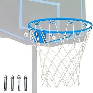 Basketball Rim Replacement for 14/16Ft Trampoline, Basketball Hoop Wall Mount, Basketball Ring with 2pcs Connect Hooks Indoor Outdoor, Part# 14 (Blue)