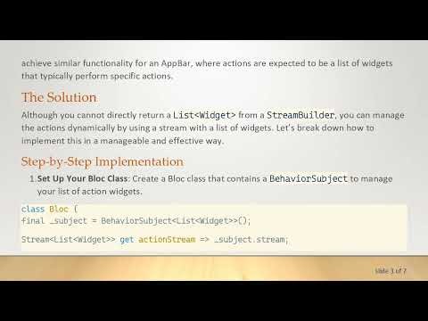 Can a StreamBuilder Return a List Widget for AppBar Actions in Flutter?