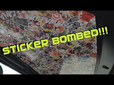 STICKER BOMBING the HARDTOP Roof Headliner - Custom Sticker Bomb MX5 Miata