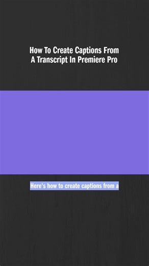 Learn How To Create Captions From A Transcript In Premiere Pro #premiereprotutorial #adobepremiereprotutorial #learnpremierepro