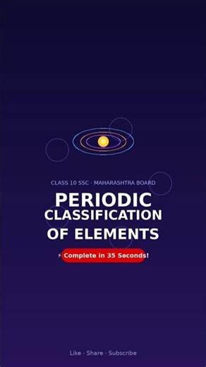 📚 Periodic Classification of Elements in Just 1 Minute! ⚛️ | Class 10 SSC Maharashtra Board #short