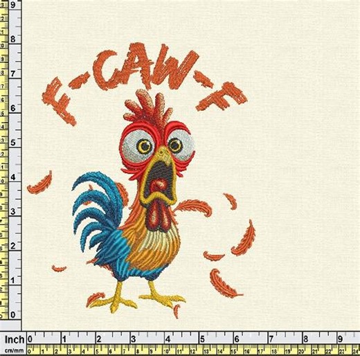 Funny Rooster Embroidery Design | F-CAW-F Chicken Machine Embroidery File | Farm Animal Embroidery - Etsy