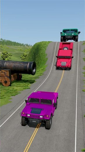 Small to Monster Sized Hummer vs Giant Cannonball Fire - BeamNG.Drive