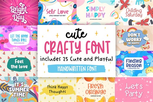 Cute Font Bundle, Kids Font, Crafty Font, Display Font, Handwritten Font, Cricut Font Bundle, Procreate Font, Font for Cricut,kids,quickry - Etsy