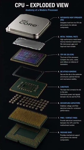 🧠 CPU Exploded View – Inside the Brain of Your PC!