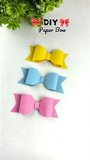 How to Make a Beautiful Paper Bow | Simple & Aesthetic DIY 💛💙💗#shorts #trending #diy #bow #diycrafts